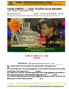 Đề thi violympic môn Toán Lớp 2 - Vòng 19 - Năm học 2013-2014 - Trường Tiểu học Kiền Bái